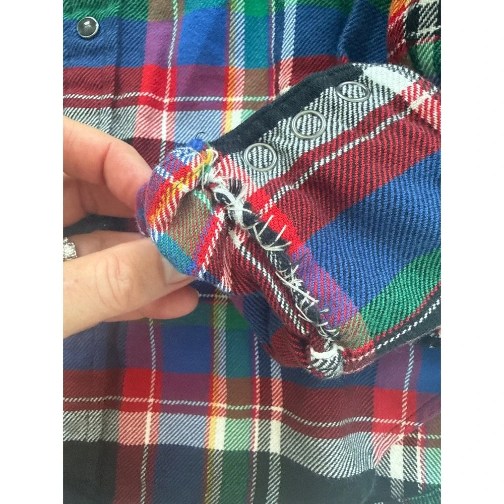 Ralph Lauren Plaid Western Shirt Kids Size 12‎ Multi Color Flannel Snap Rodeo